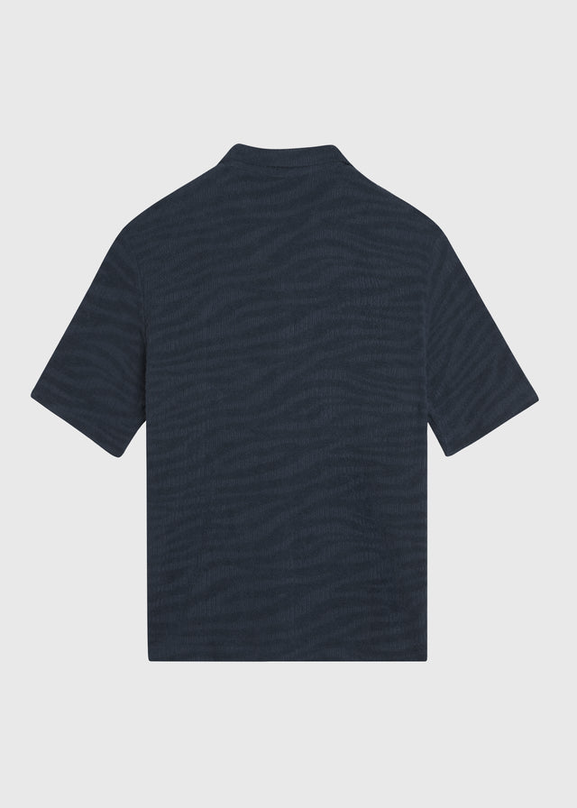 Terry-Jacquard-Hemd – Marineblau