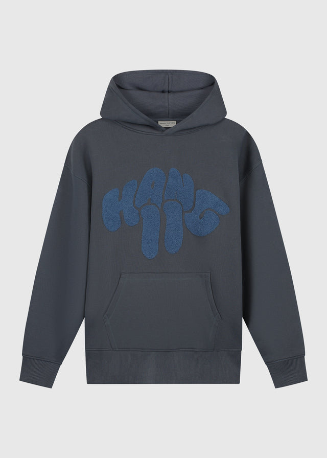Sweat à capuche en tissu éponge épais - Bleu Ombre
