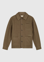 Vertical Quilt Overshirt - Olive Green