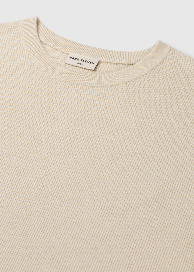 Waffelstrick-T-Shirt – Sand