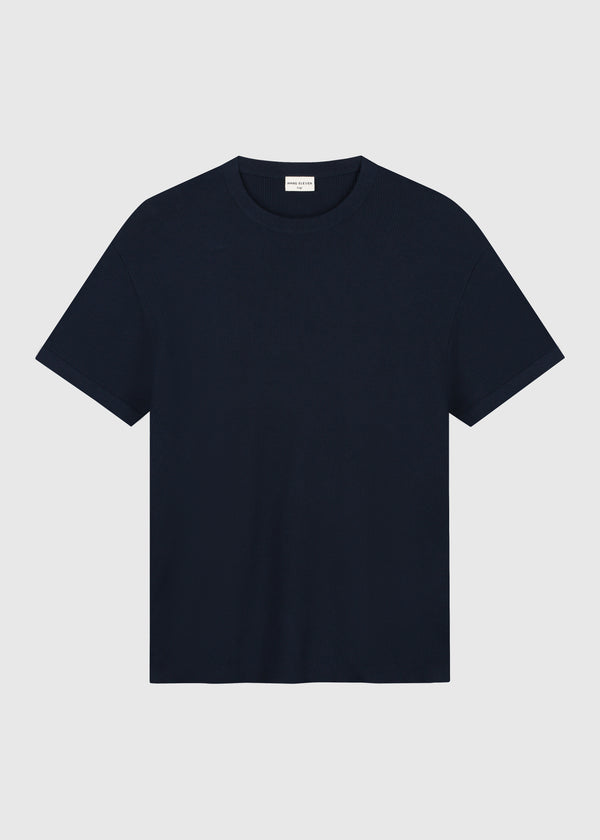 Waffle Knitted Tee - Navy Blue