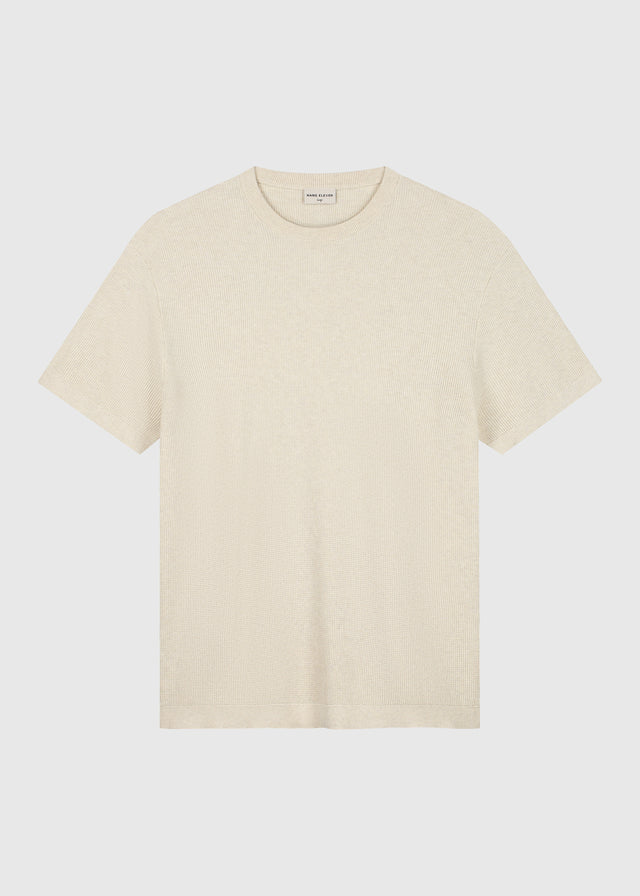 Waffelstrick-T-Shirt – Sand