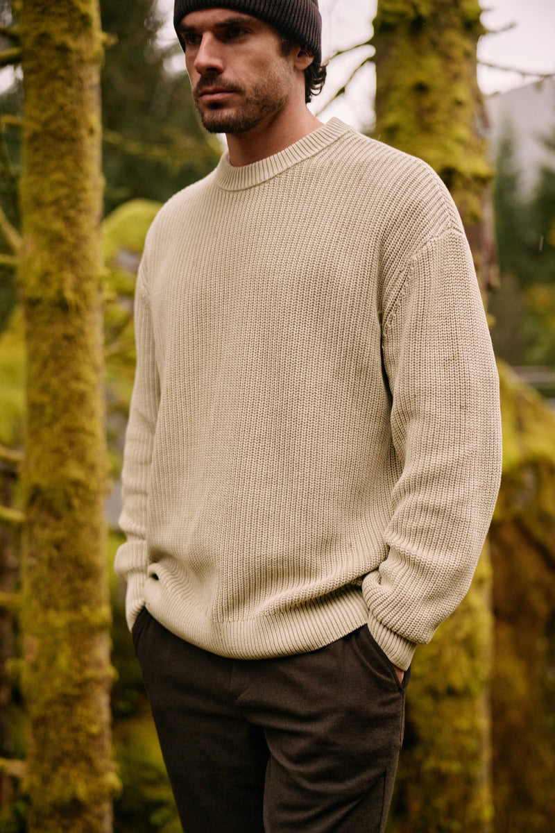 Washed Knit Crewneck - Slate Green