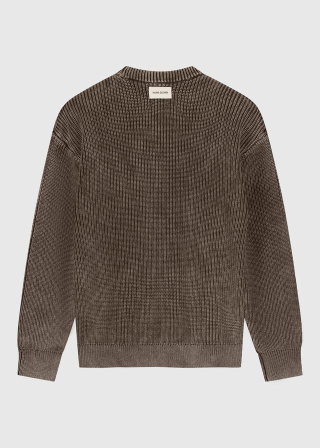 Gewaschener Strickpullover mit Rundhalsausschnitt – Acid-Wash-Optik