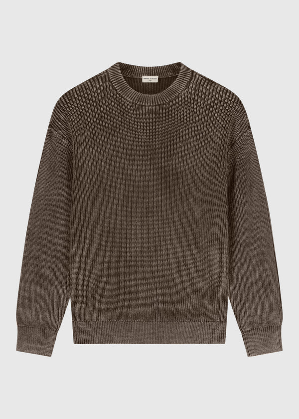 Washed Knit Crewneck - Espresso