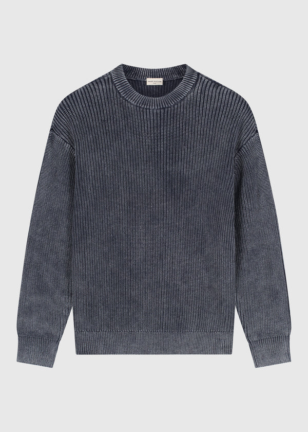 Washed Knit Crewneck - Navy