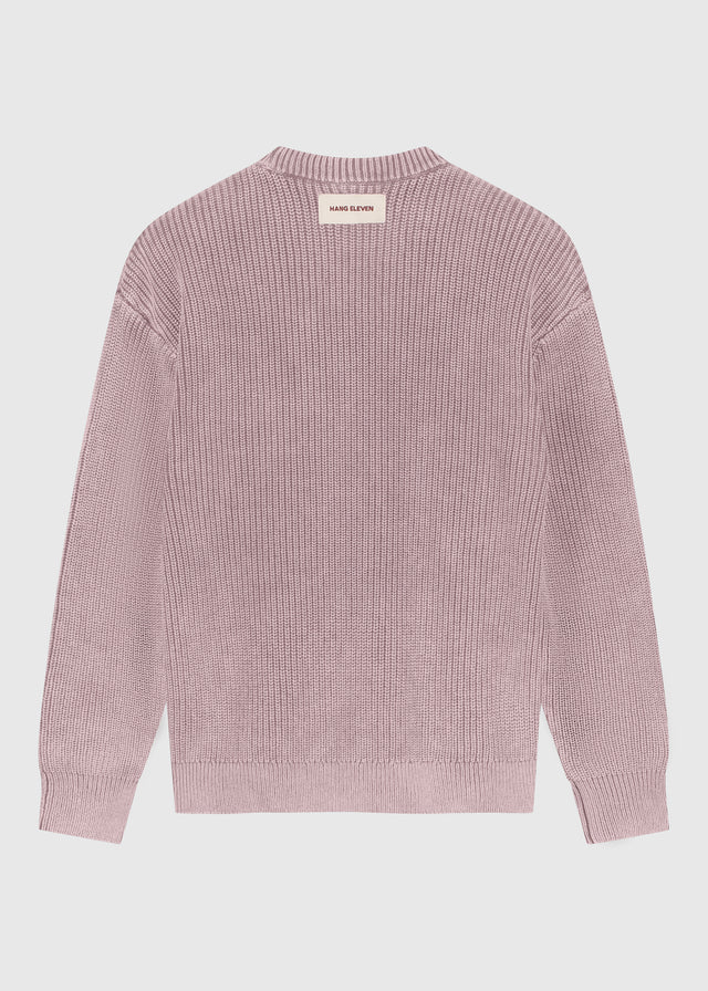 Col rond en tricot lavé - Lilas