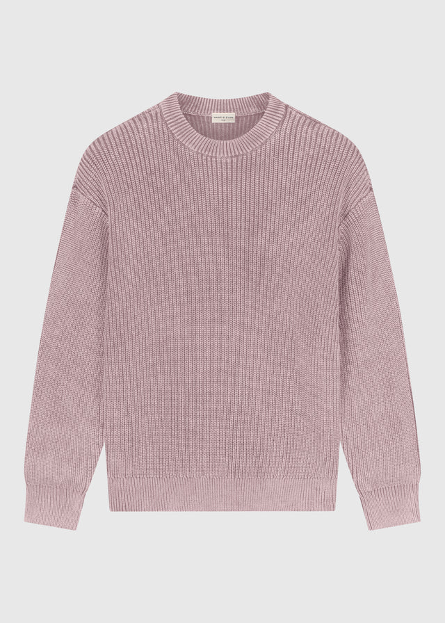 Col rond en tricot lavé - Lilas