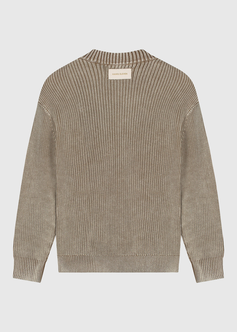 Washed Half Zip Knit - Dark Sand