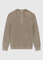 Washed Half Zip Knit - Dark Sand