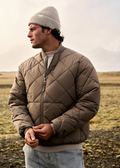 Quilted Bomber Jacket - Dark Sand