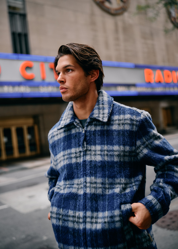 Hairy Check Jacket - Navy