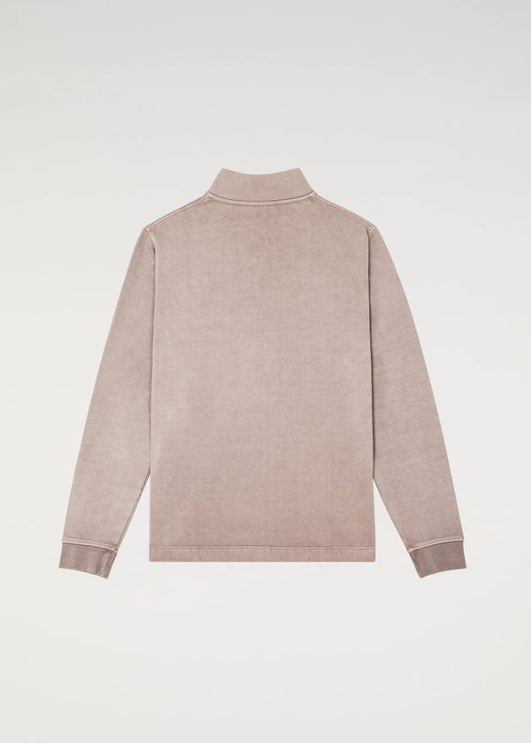 Washed Half Zip Sweater - Brown