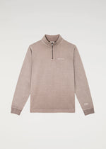 Washed Half Zip Sweater - Brown