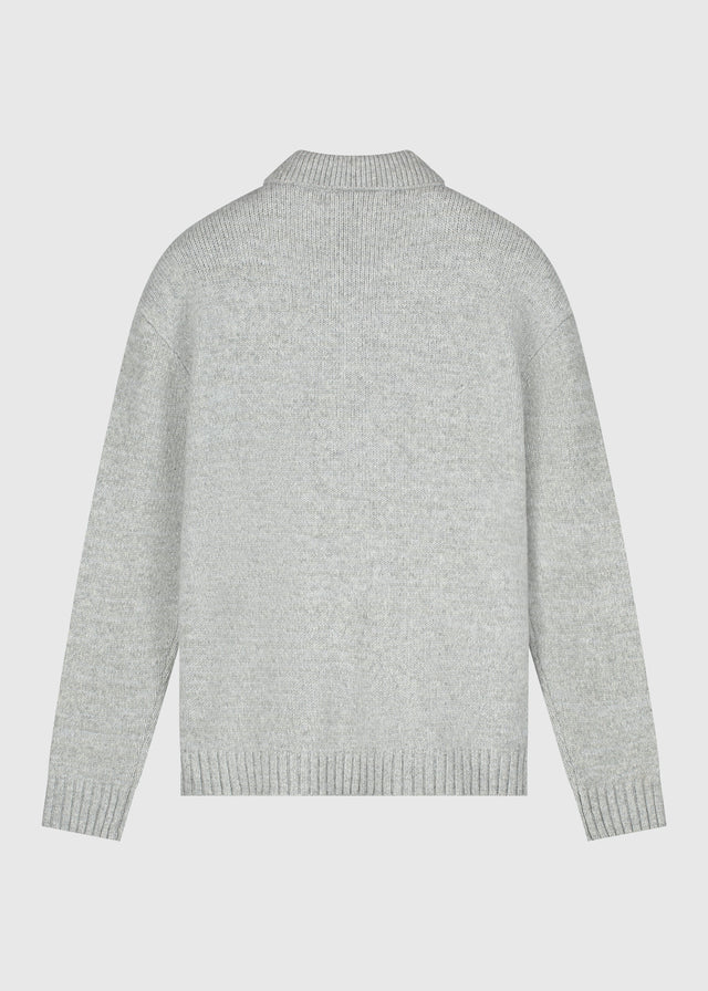 Schweres Strickpolo - Grau Melee
