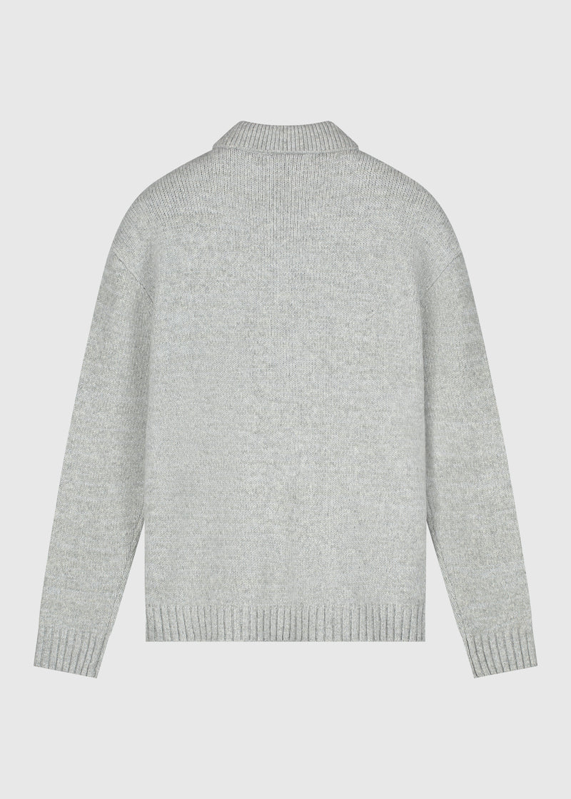 Heavy Knit Polo - Grey Melee