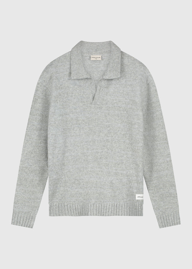 Schweres Strickpolo - Grau Melee