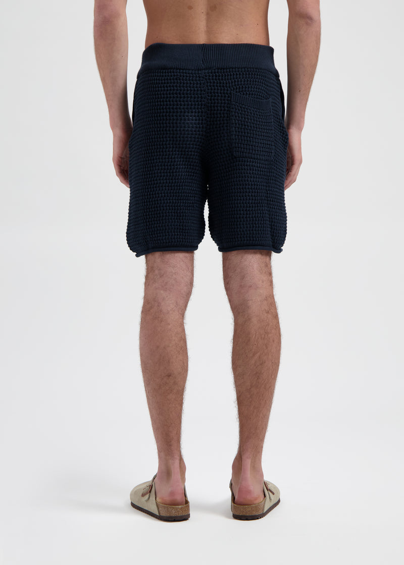 Häkelstrickshorts - Marineblau