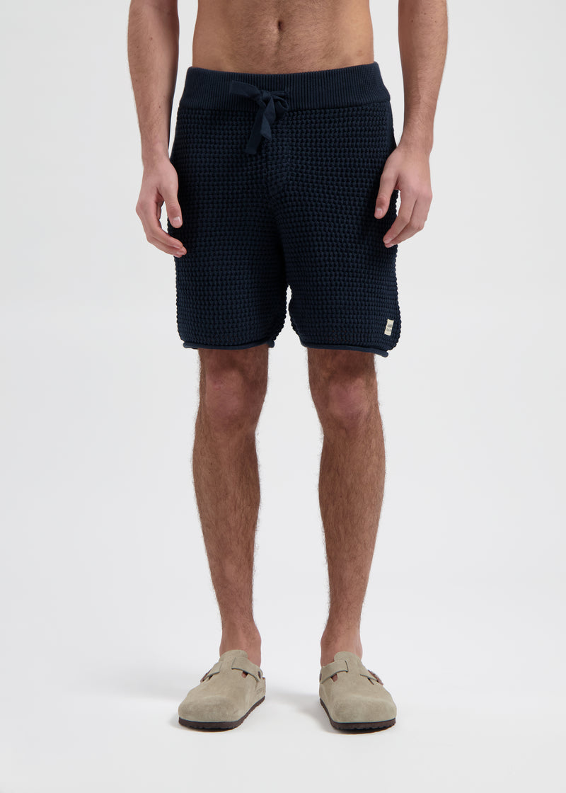 Häkelstrickshorts - Marineblau