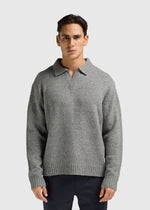 Heavy Knit Polo - Dark Grey