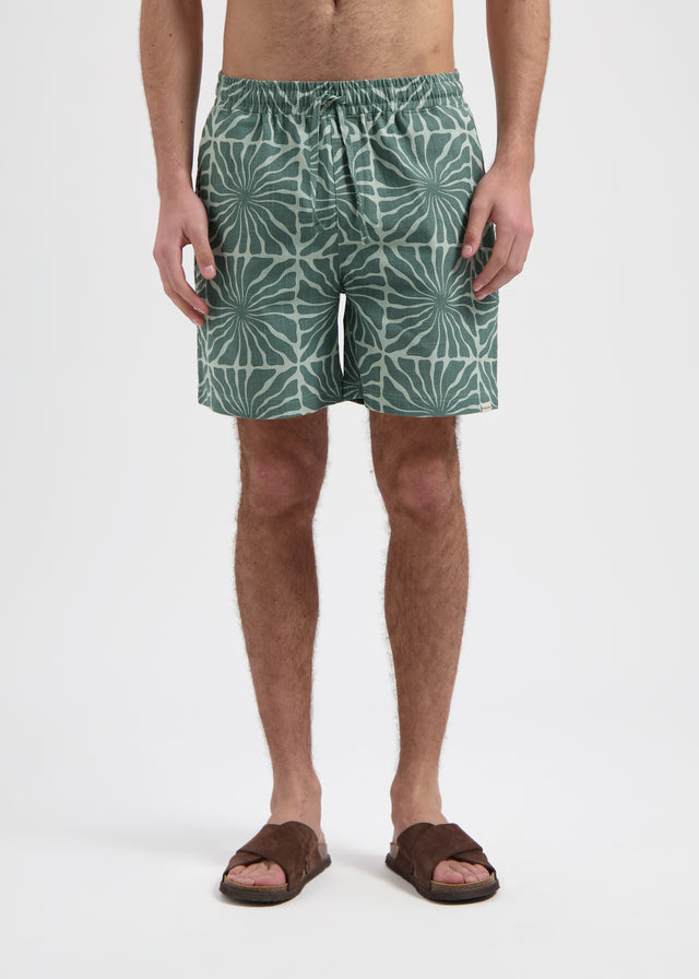 Flower Slub Short - Green