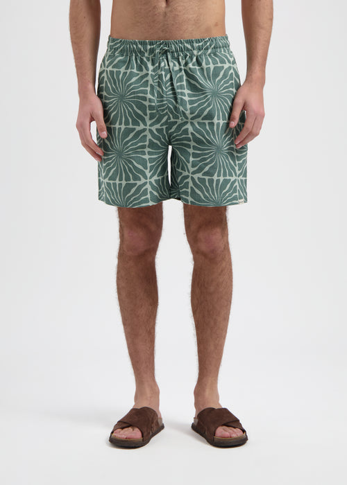 Flower Slub Short - Green