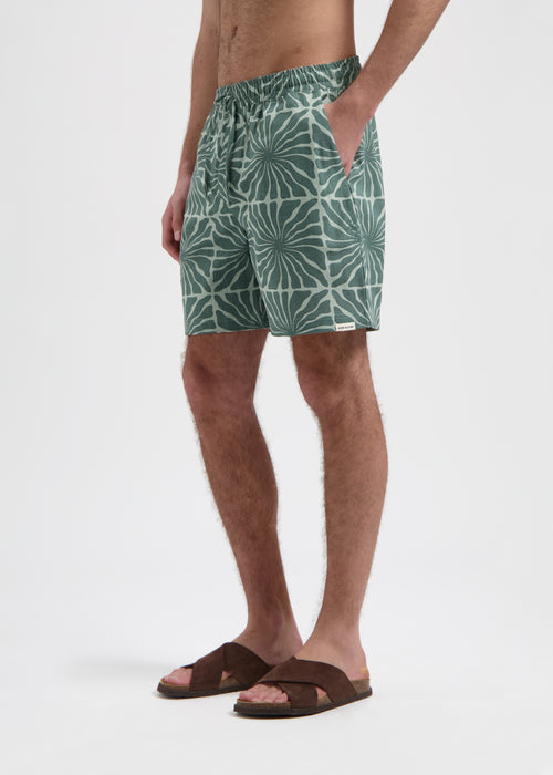 Flower Slub Short - Green