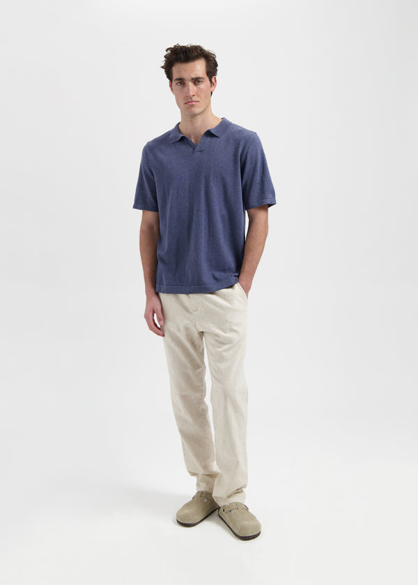 Knitted Polo - Blue Melange