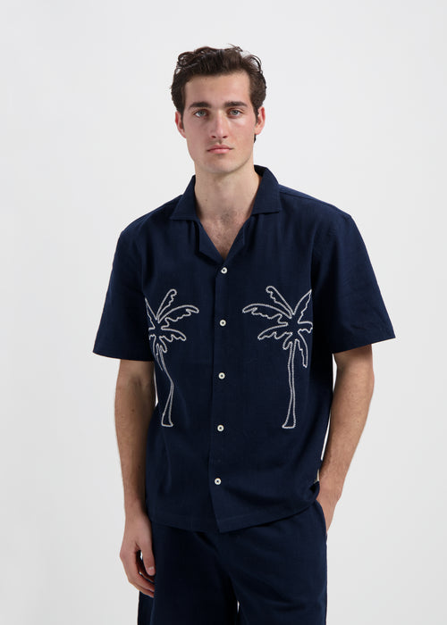 Palm Slub Shirt - Navy