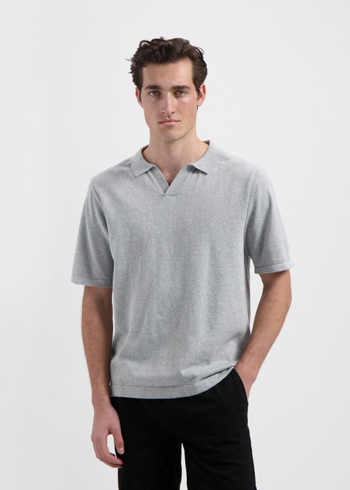 Knitted Polo - Grey Melange