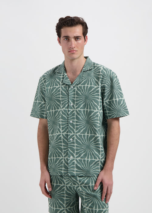 Flower Slub Shirt - Green