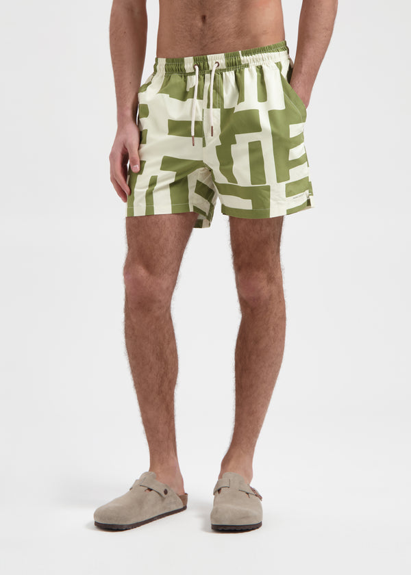Stripe Swim Short Set - Green