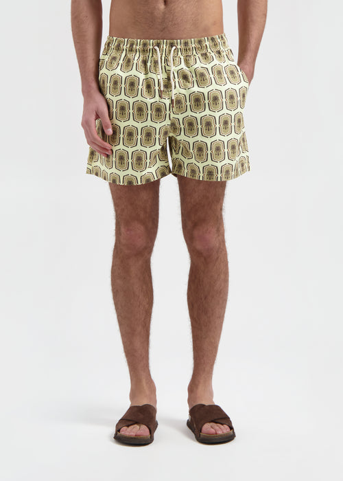 Palm Badge Swim Short - Pastel Yellow