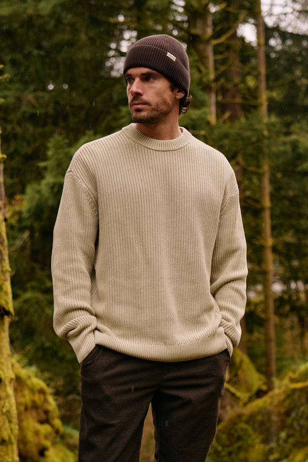 Washed Knit Crewneck - Slate Green