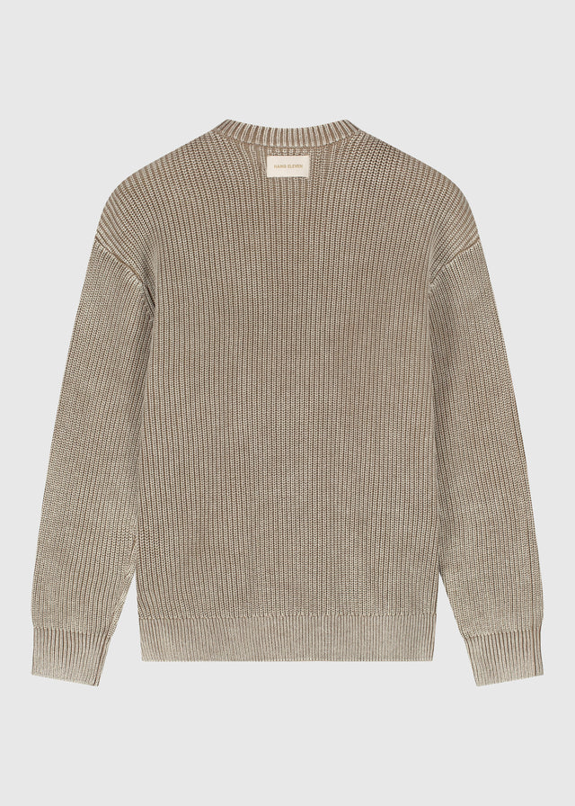 Col rond en tricot délavé - Sable foncé