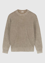 Verwaschener Strickpullover mit Rundhalsausschnitt – Dunkelsand