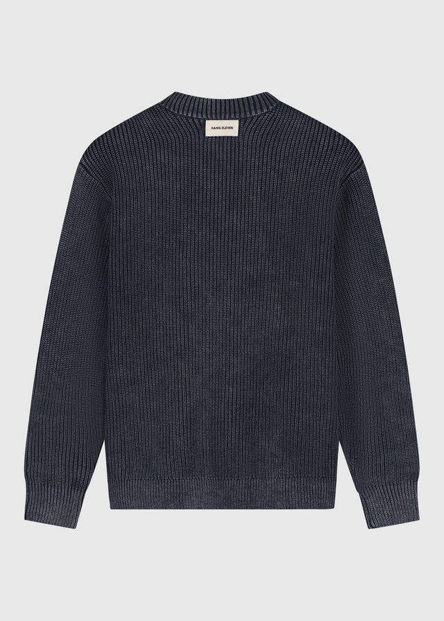 Washed Half Zip Knit - Navy Blue